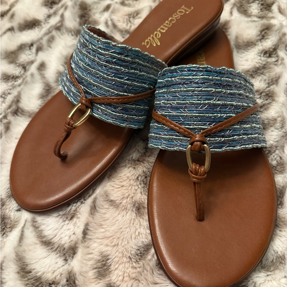 Toscanella Blue and Brown Women's Sandals size 9